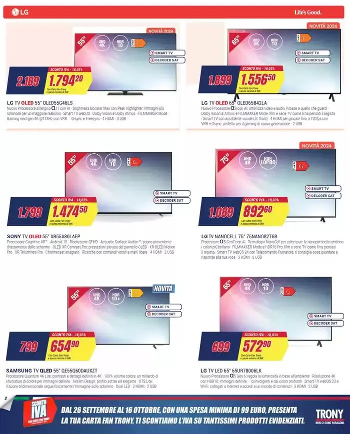 SCONTO IVA da Trony! da 26 settembre a 16 ottobre di 2024 - Pagina del volantino 2