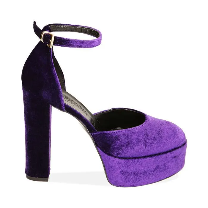 Décolleté viola in velluto, tacco 13 cm