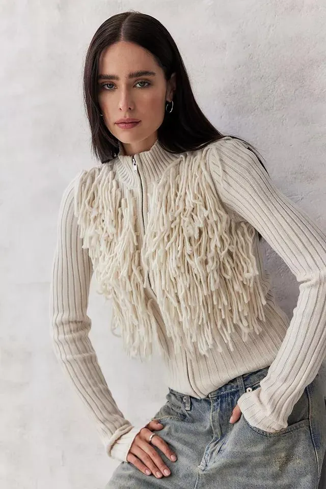 UO Cardigan in maglia ad anello con zip