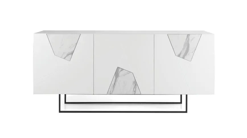 Tiffany madia 3 ante colore bianco e marmo bianco