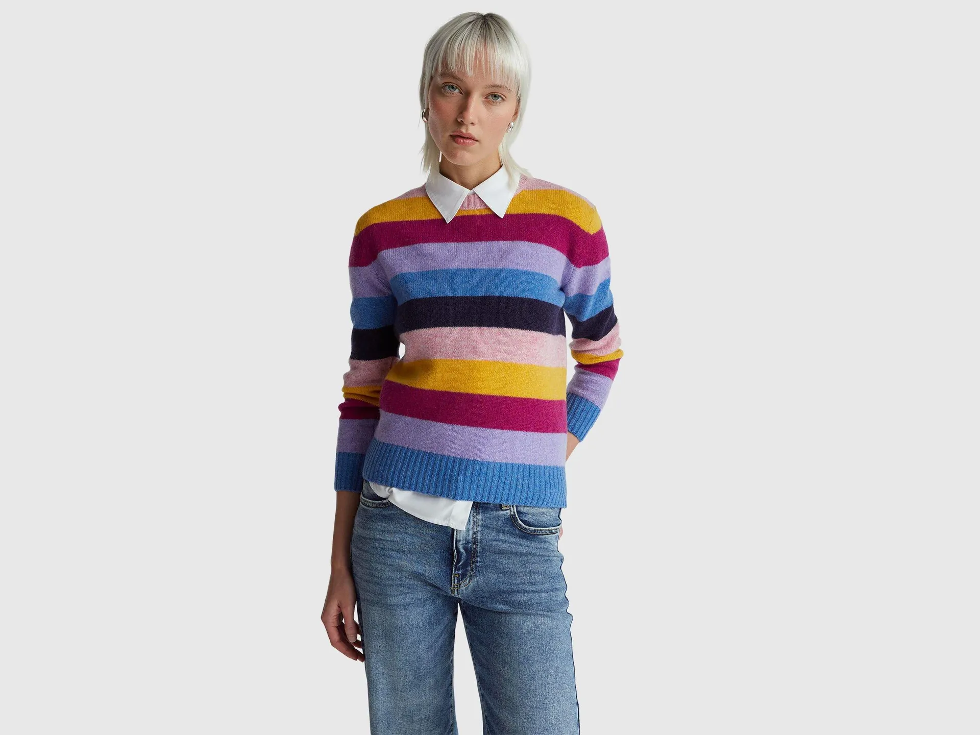 Maglia a righe in pura lana Shetland