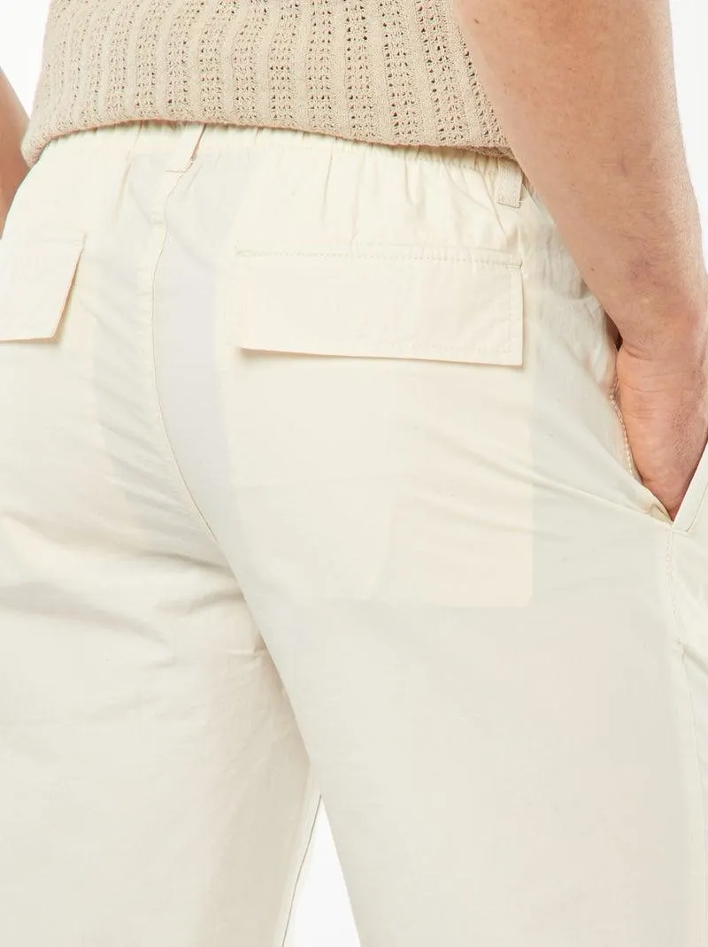 Pantaloni dritti in popeline croccante - BIANCO