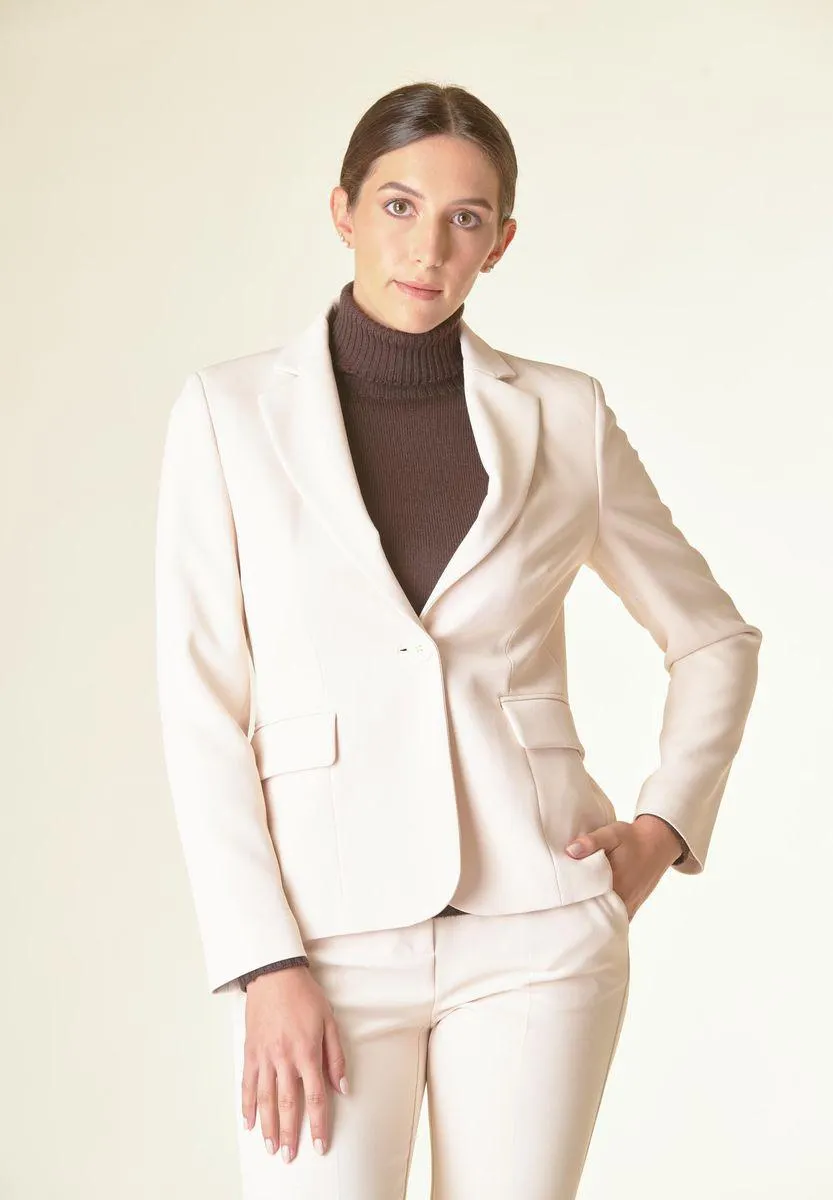 Giacca panna 1 bottone crepe sciancrata