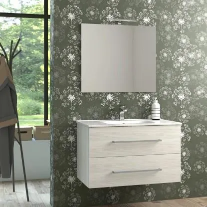 Mobile bagno base lavabo sospeso Mary 90x46 cm bianco larice