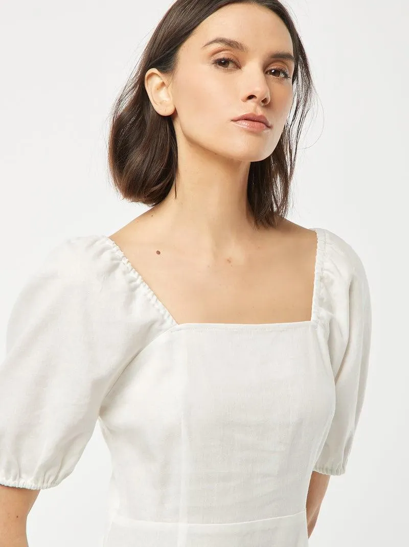 Vestito corto svasato con allacciatura con fiocco dietro - BIANCO