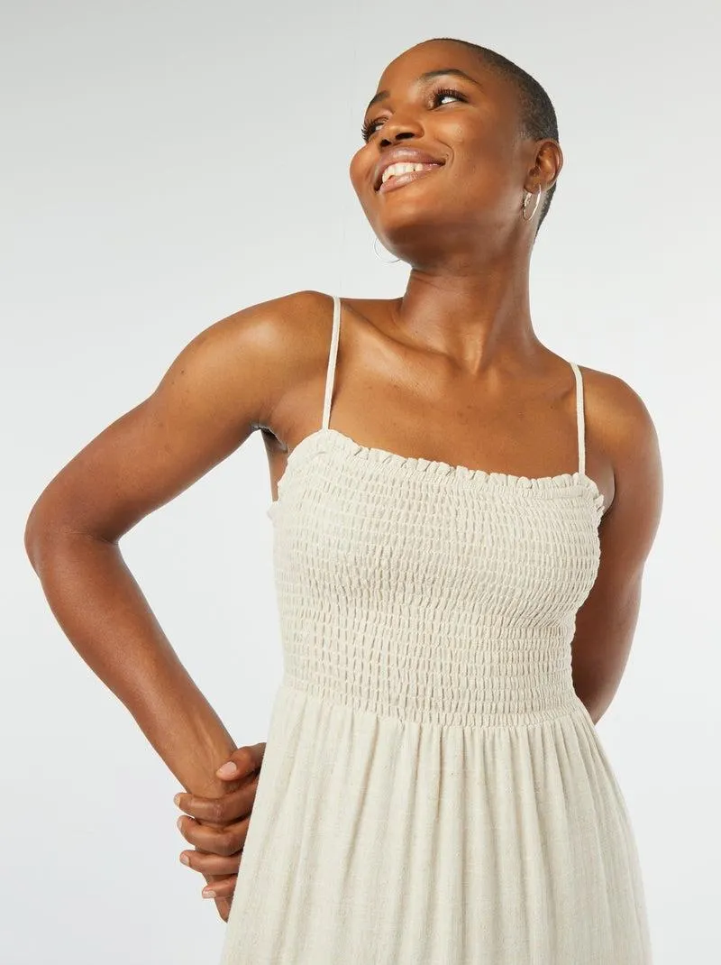 Vestito fluido con spalline sottili regolabili - BIANCO