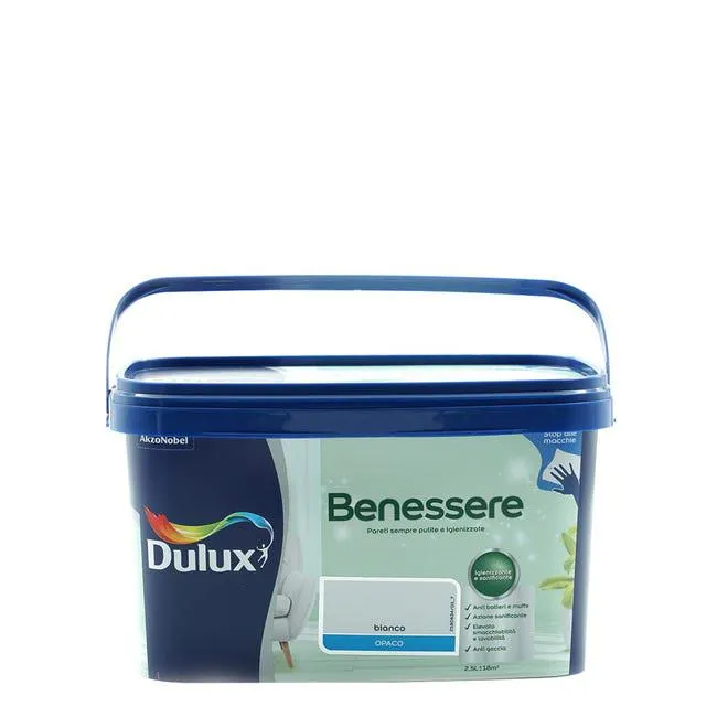 Pittura per interni smacchiabile, antimuffa, DULUX bianco opaco, 2.5 L