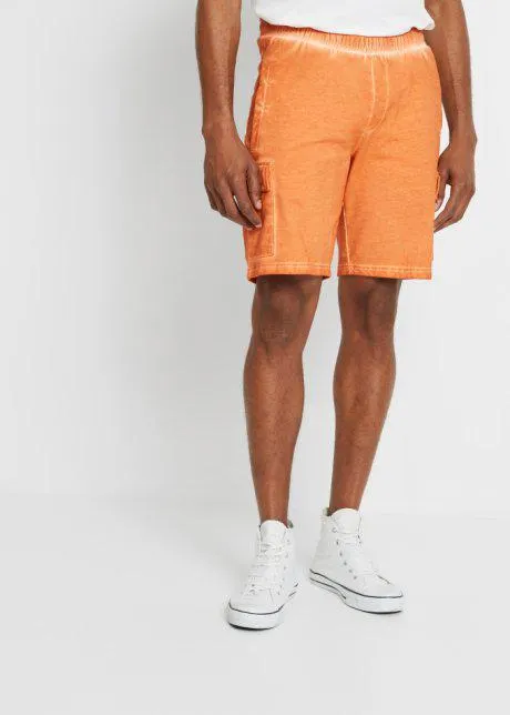 Bermuda in felpa effetto lavato con tasche cargo