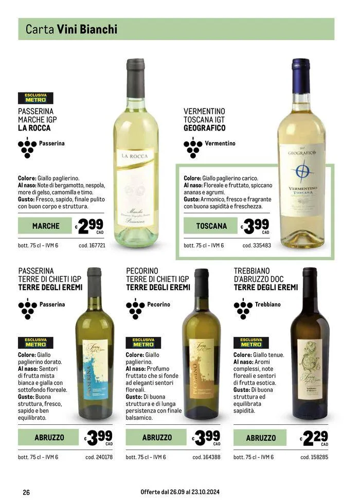 Carta vini autunno da 26 settembre a 23 ottobre di 2024 - Pagina del volantino 26