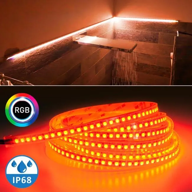 Striscia 600 LED RGB dimmerabile 24V IP68 tenuta stagna multicolore giochi di luce bagno turco sauna cromoterapia box doccia vasca centro benessere