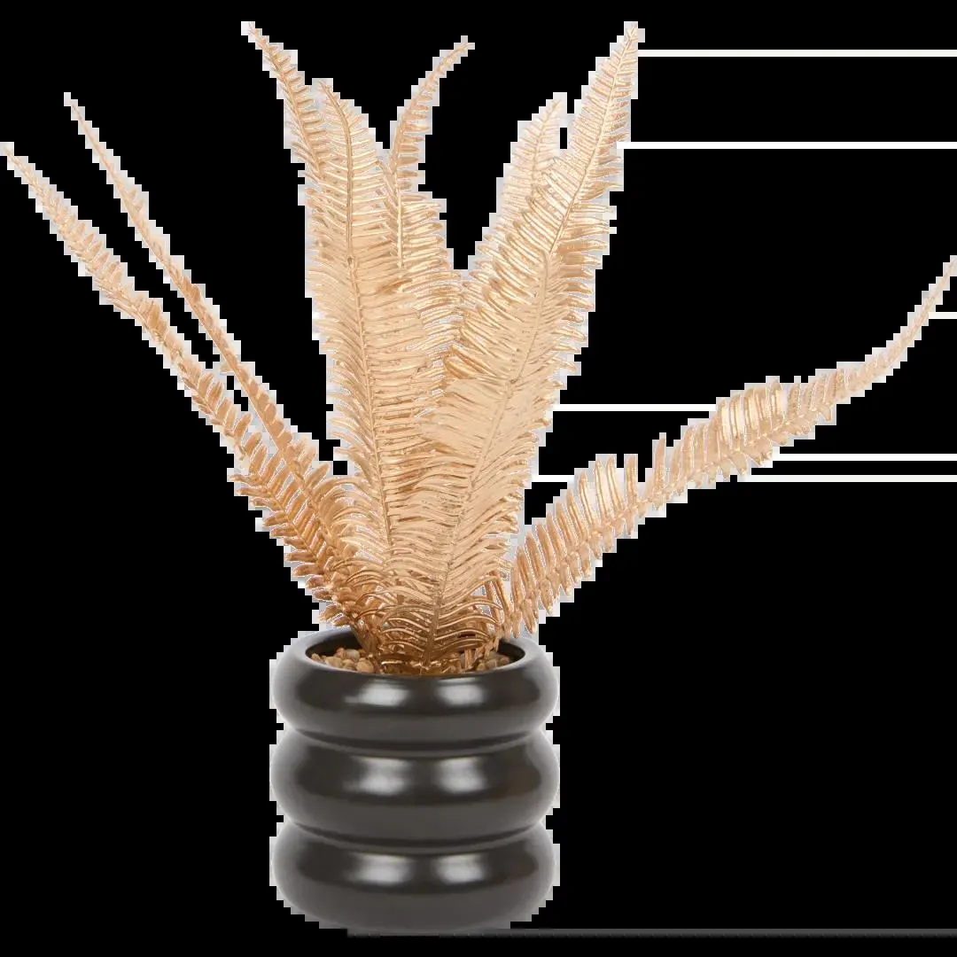 Pianta artificiale dorata in vaso