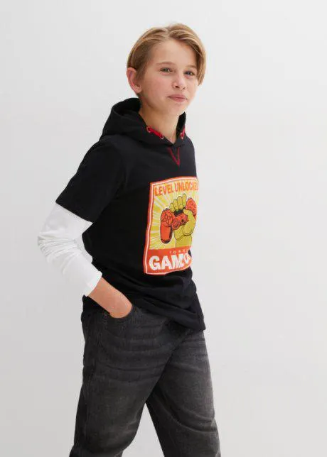 Maglia doppio strato con cappuccio