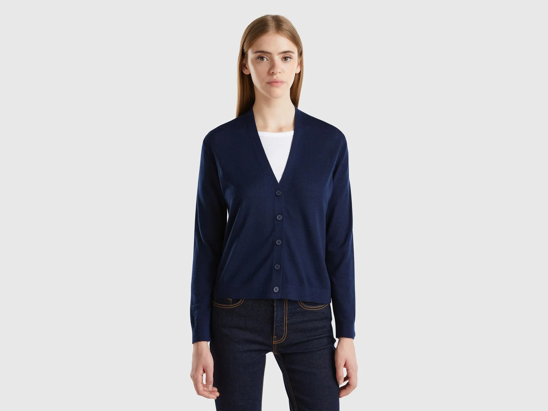 Maglia scollo a V in pura lana Merino