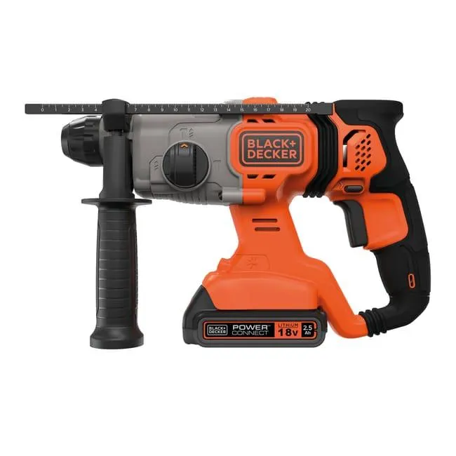 Martello tassellatore a batteria BLACK + DECKER BD900E2K-QW 18V 2.5Ah 1.2J, 2 batterie