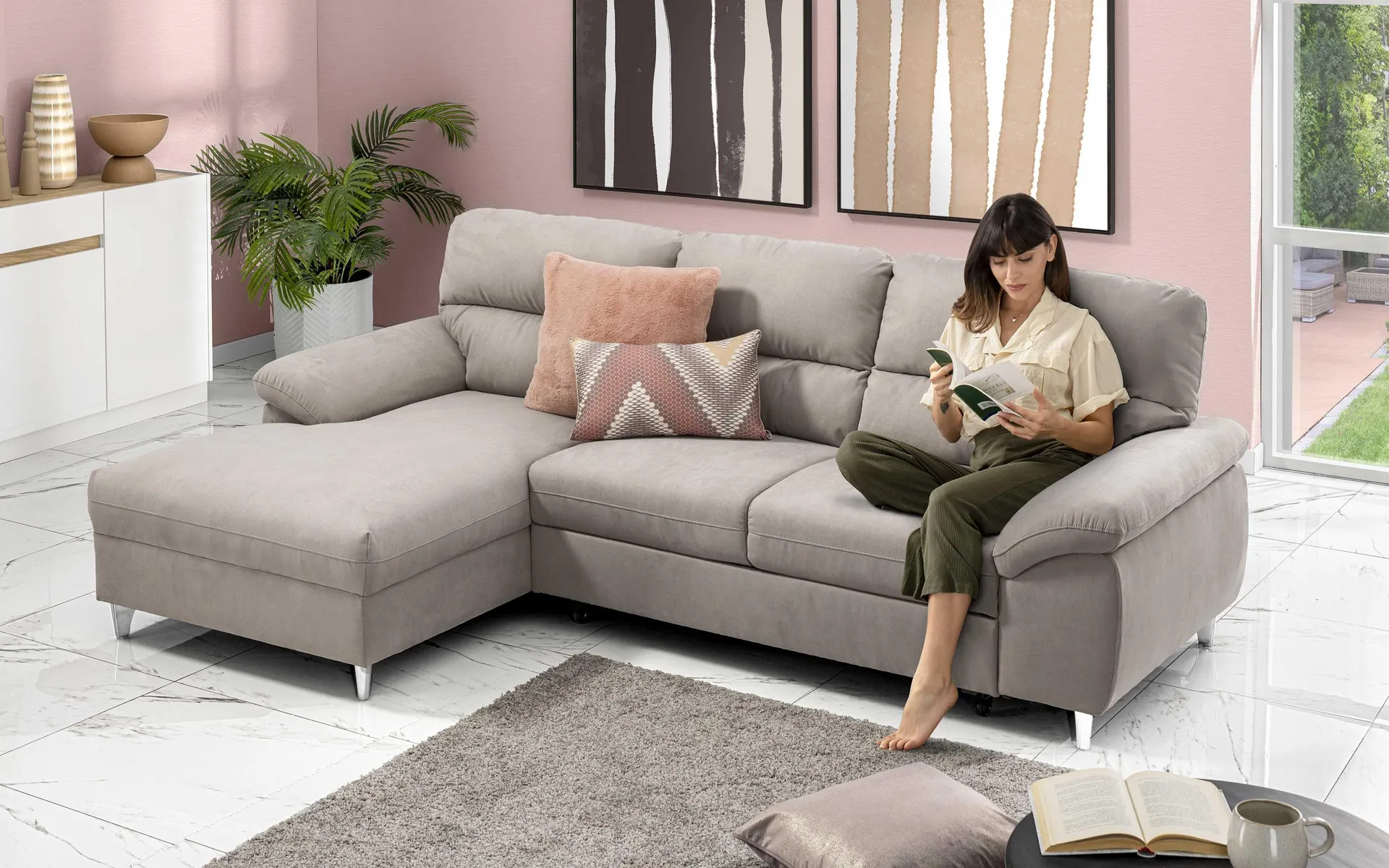 Divano letto angolare con penisola sinistra - meccanismo estraibile