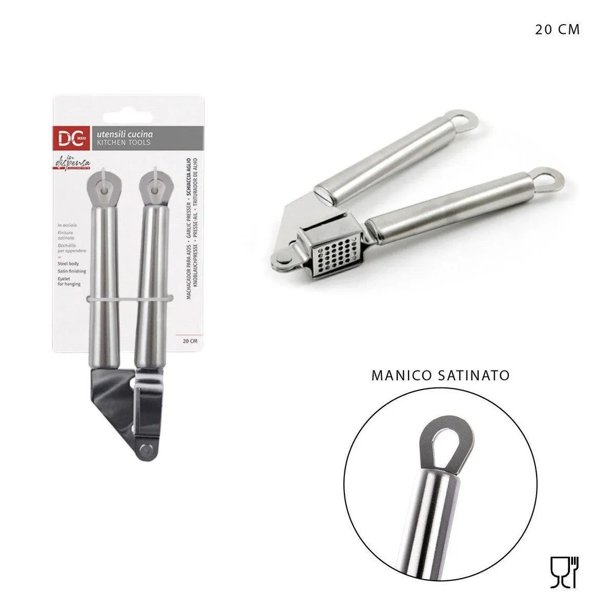 Dc Garlic Crusher Steel F/Satin 20X55Cm