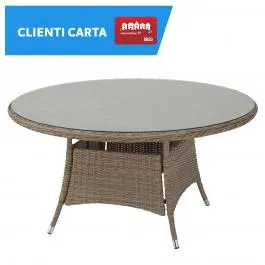 TAVOLO DA PRANZO COSTA RICA NATERIAL D 140 MIDOLLINO SINTETICO ALLUMINIO E VETRO