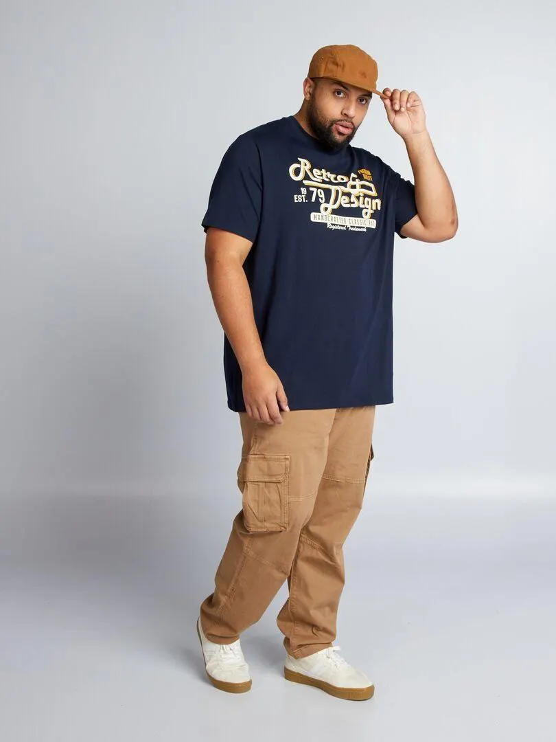 T-shirt in jersey con stampa davanti - BLU