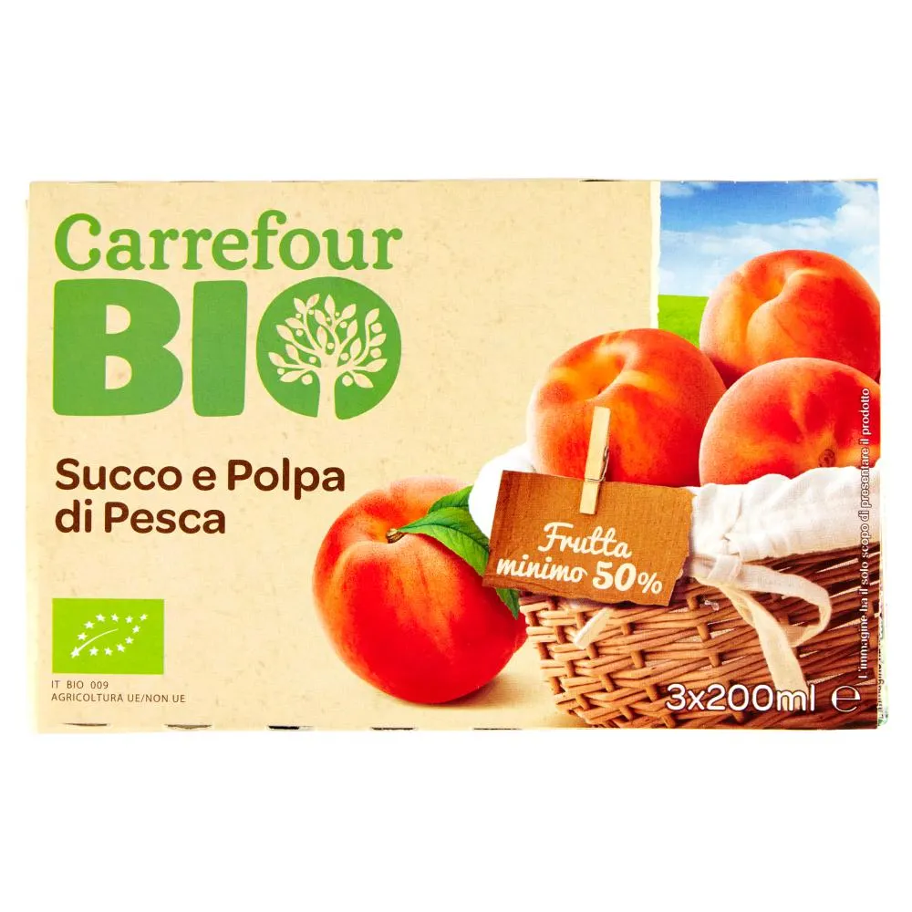 Carrefour Bio Succo e Polpa di Pesca 3 x 200 ml