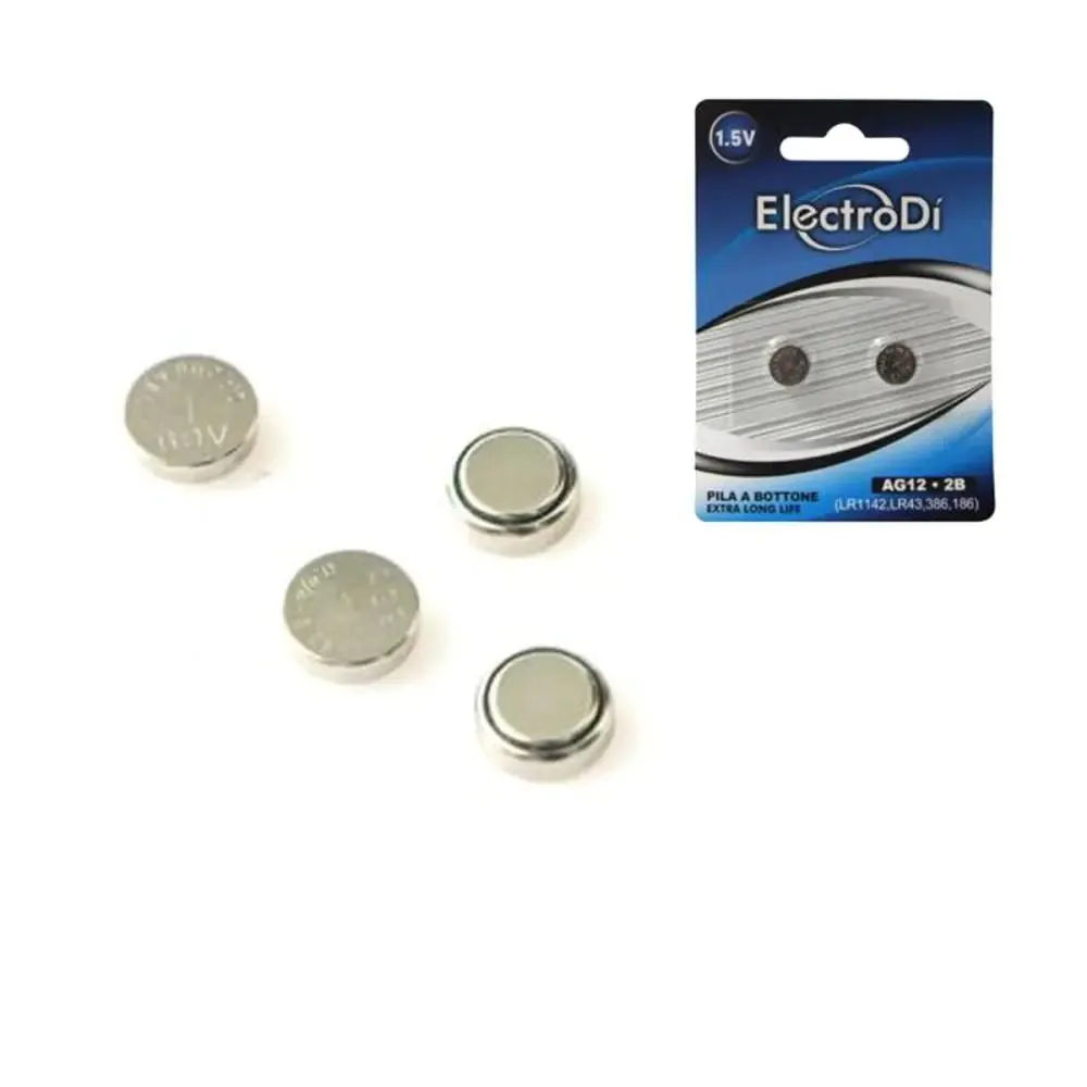 Pila a Bottone AG12 1.5V LR1142, LR43, 386, 186 - 2pz