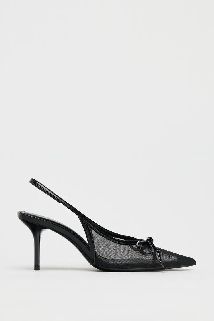 SCARPA SLINGBACK IN RETE CON FIOCCO