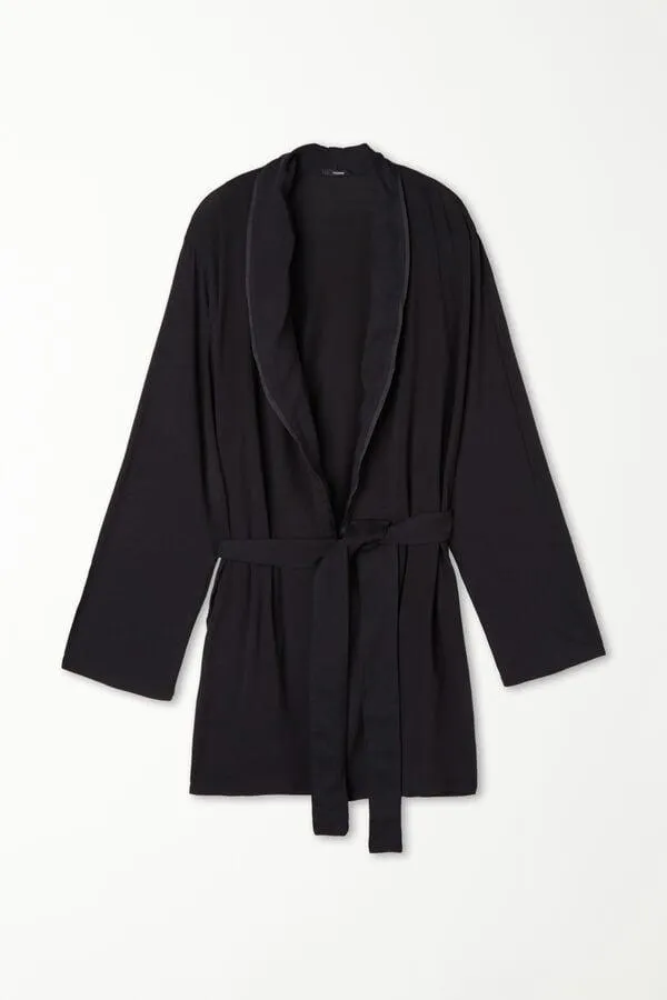 Vestaglia Maniche Lunghe Viscosa con Profili Raso