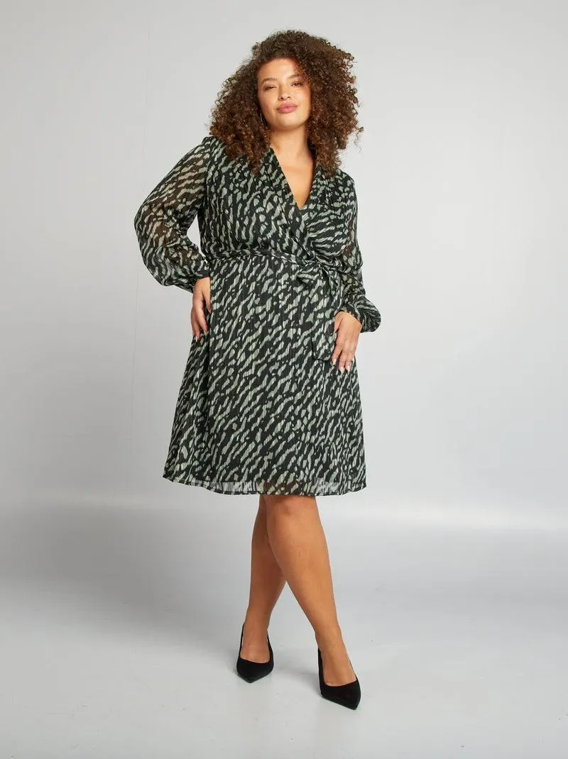 Vestito in voile stampato 'Vero Moda Curve' - NERO