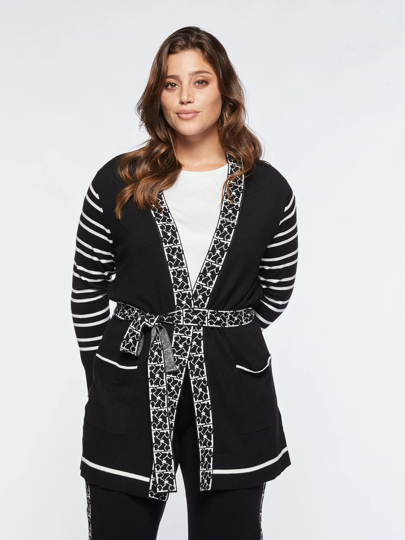 Cardigan lungo con loghi