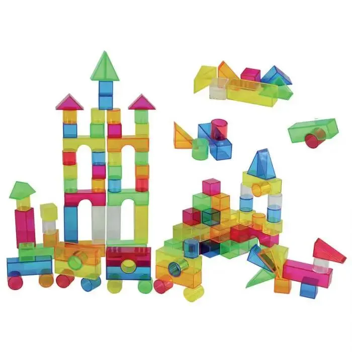 Blocchi colorati trasparenti 50 pezzi in contenitore