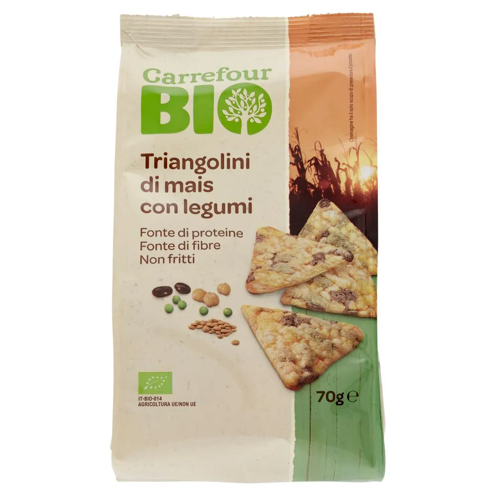 Carrefour Bio Triangolini di mais con legumi 70 g