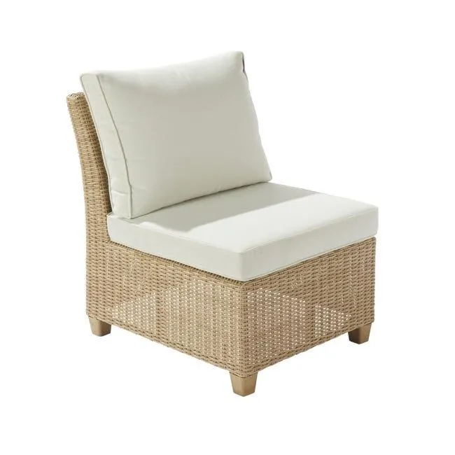 Poltrona centrale con cuscino beige Medena NATERIAL, struttura in alluminio marrone seduta in rattan sintetico beige, L 60 x H 79 x P 78 cm