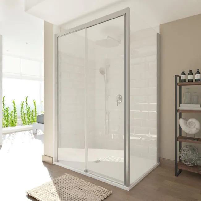 Pannello laterale per box doccia Style L 80 x H 200cm, Sp. 8 mm profilo in alluminio argento spazzolato