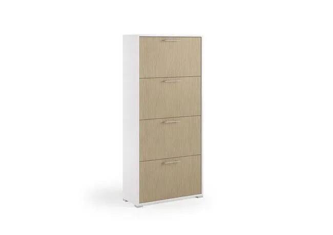 Scarpiera 4 ante doppia profondità L 67 x H 147 x P 28 cm 18 paia, beige