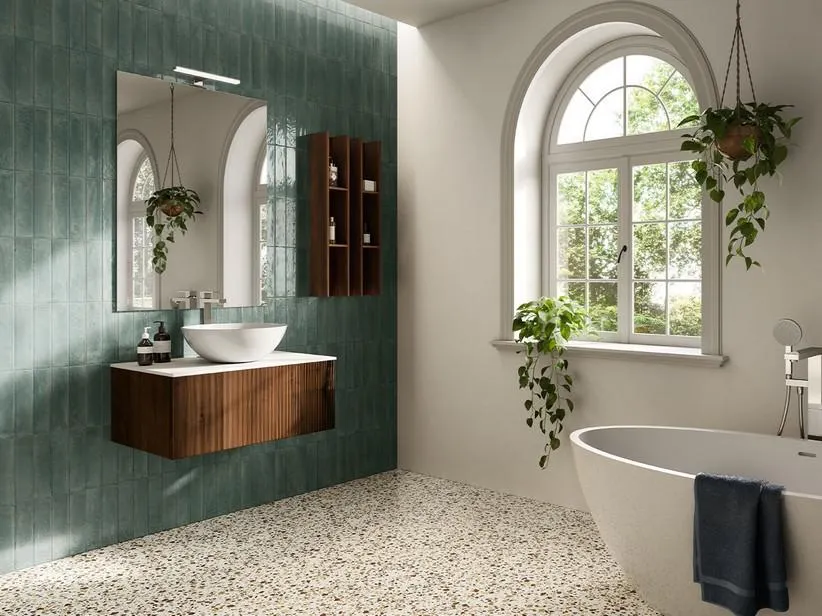 Piastrella Raku 2a Scelta 6x25 Gres Effetto Lucido Verde Oliva