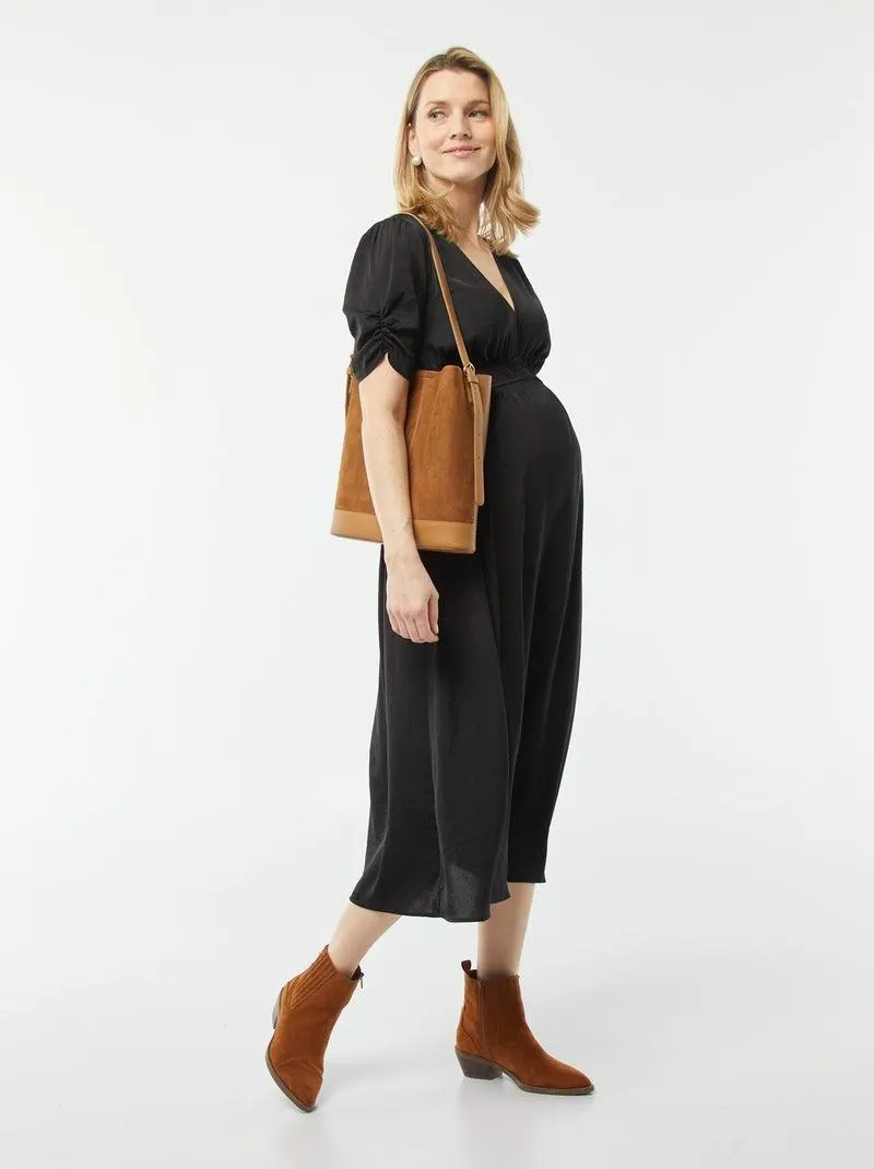 Vestito lungo morbido premaman - nero