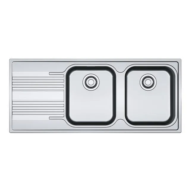 Lavello integrato 2 vasche con gocciolatoio a sinistra FRANKE Smart L 116 x L 50 cm argento