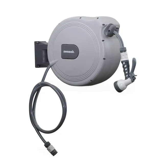 Avvolgitubo automatico a parete con tubo flessibile, 30m, Grigio