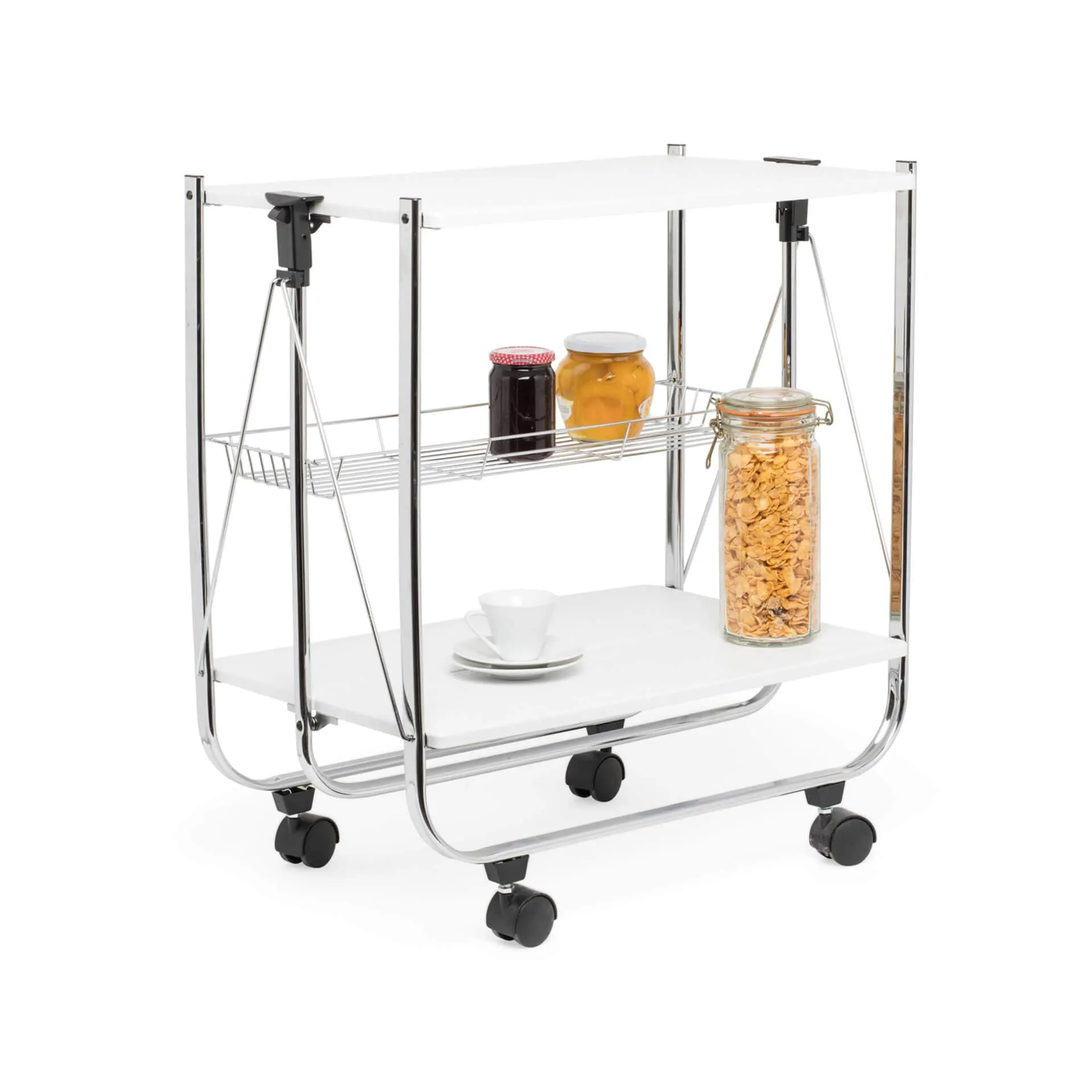 Carrello pieghevole da cucina bianco