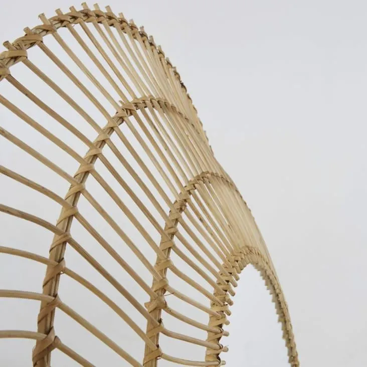 Specchio rotondo in rattan intrecciato marrone Ø 117 cm