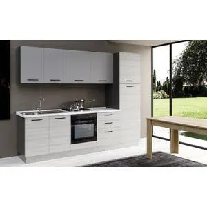 Gilda cucina 270 cm colore frassino ghiaccio e light grey