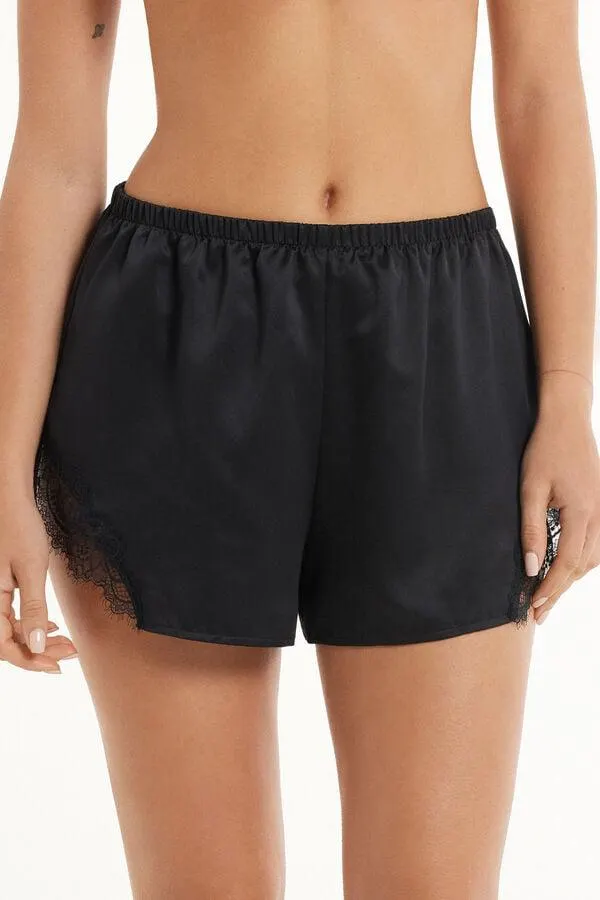 Pantaloncino Corto in Raso e Pizzo