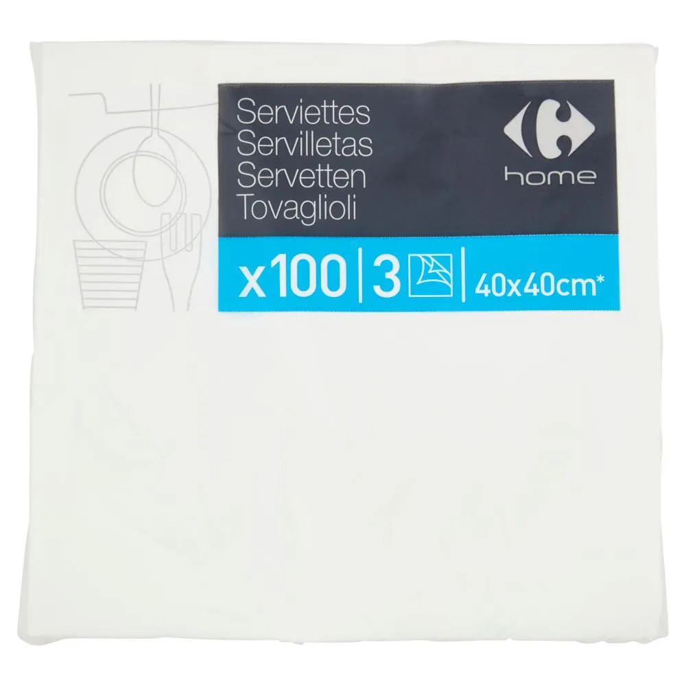 Carrefour home Tovaglioli 3 veli 40x40 cm* 100 pz