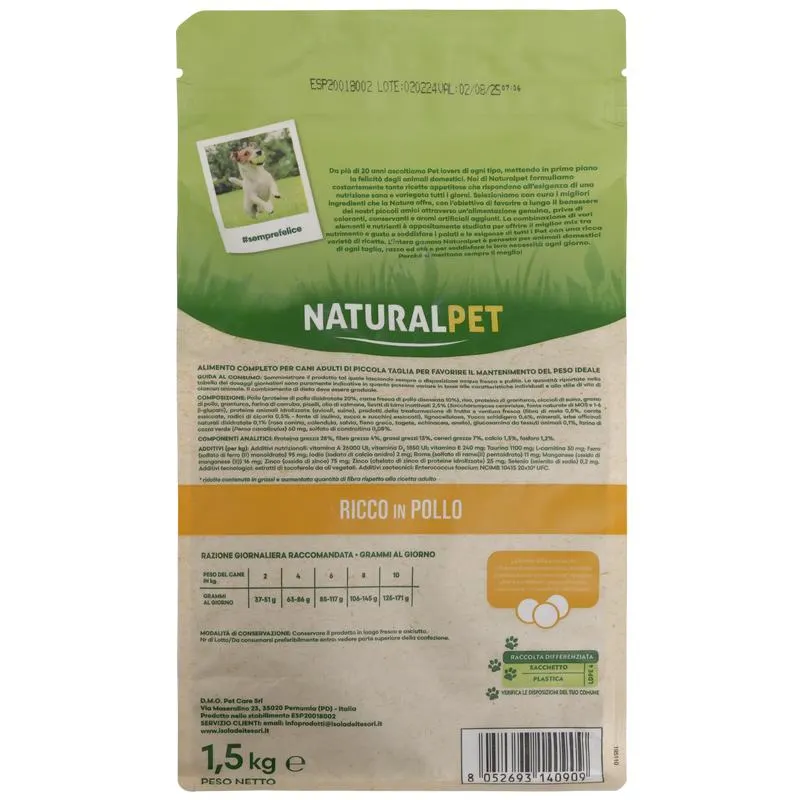 Naturalpet Dog Adult Mini Lower Far ricco in Pollo 1,5 kg