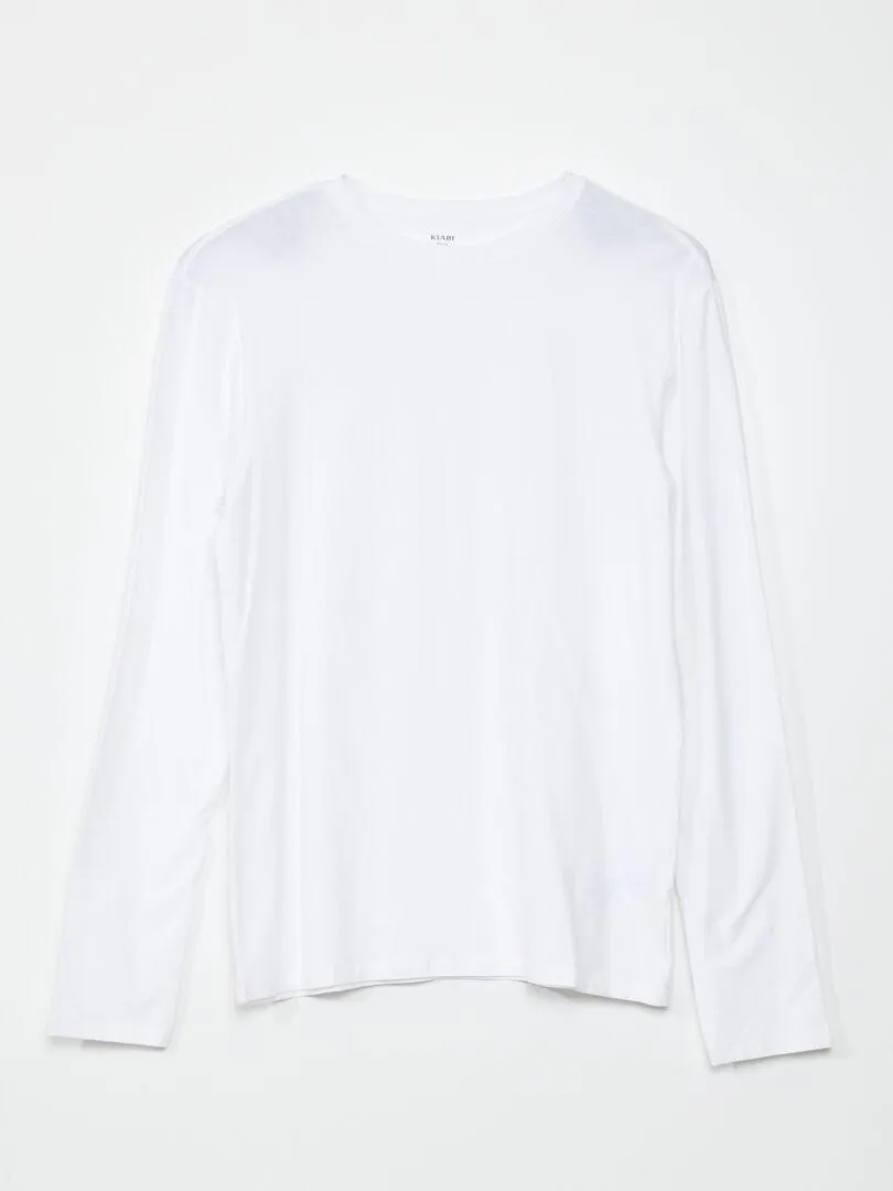 T-shirt slim fit a maniche lunghe - bianco