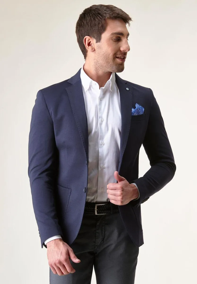 Giacca blu cotone jersey sfoderata Custom