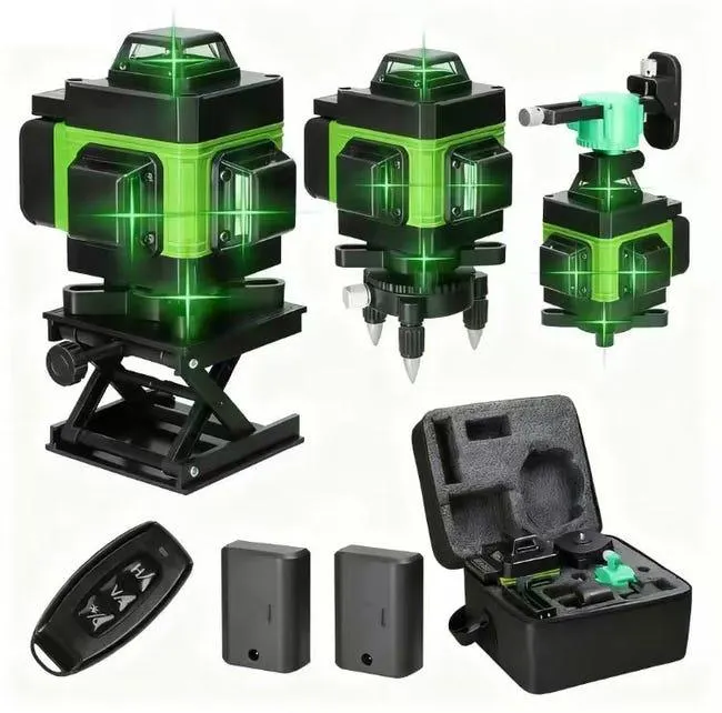 Livello laser verde 16 linee ad alta precisione, display digitale, allineamento pareti e pavimenti, strumento professionale