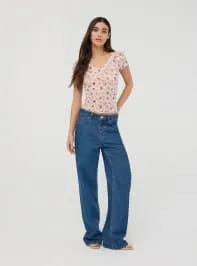 T-shirt in pizzo floreale Var bianco lana