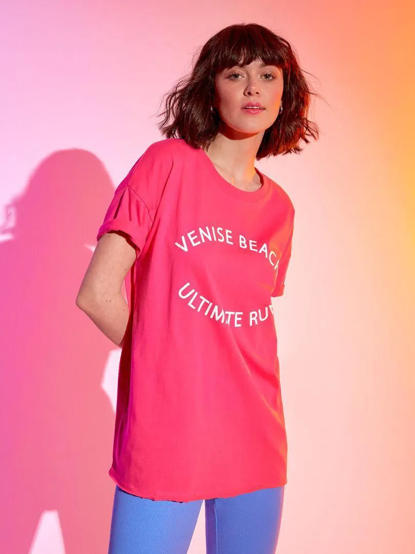 T-shirt à col rond - Rose