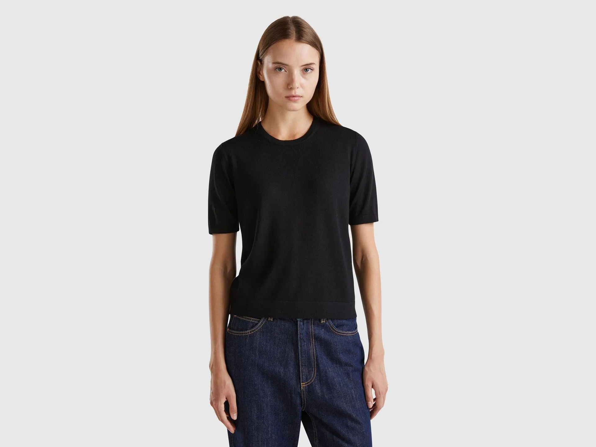 Maglia manica corta in pura lana Merino