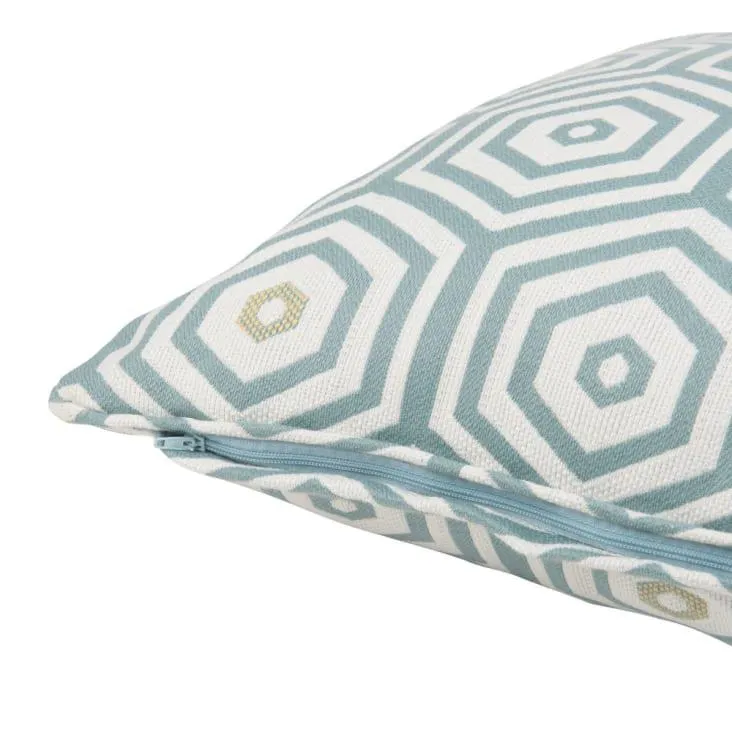 Cuscino intessuto jacquard con motivi grafici blu e bianchi 45x45 cm